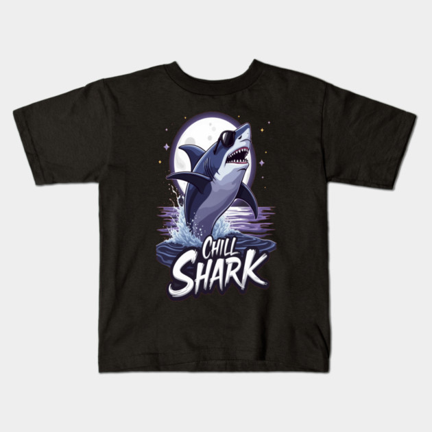 Cute Chill Shark Design Kids T-Shirt by BirdsnStuff