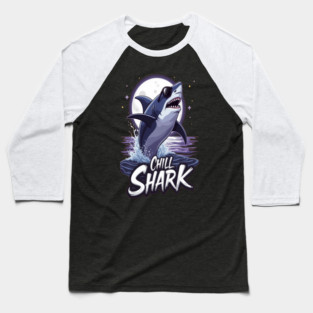 Cute Chill Shark Design Baseball T-Shirt