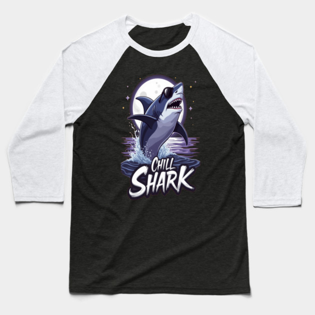 Cute Chill Shark Design Baseball T-Shirt by BirdsnStuff