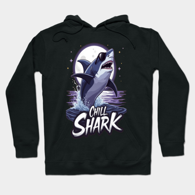 Cute Chill Shark Design Hoodie by BirdsnStuff