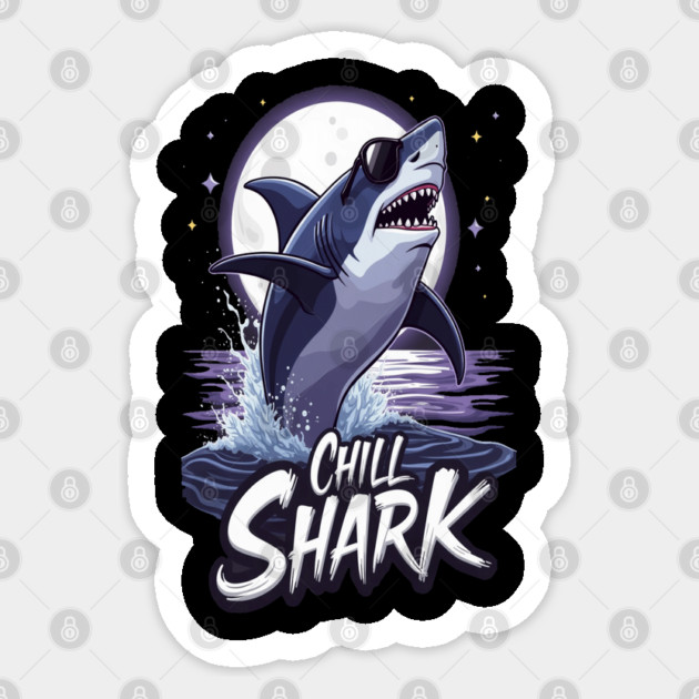 Cute Chill Shark Design Sticker by BirdsnStuff