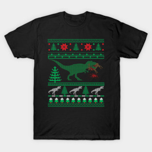 Funny Dinosaur T-Rex Eating Reindeer Tree Rex Ugly Christmas Sweater T-Shirt