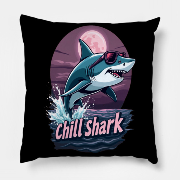Cute Chill Shark Design Pillow by BirdsnStuff