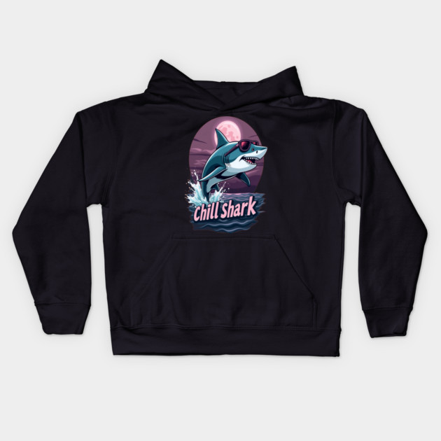 Cute Chill Shark Design Kids Hoodie by BirdsnStuff