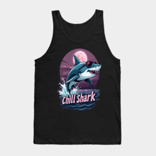 Cute Chill Shark Design Tank Top