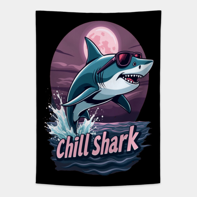 Cute Chill Shark Design Tapestry by BirdsnStuff