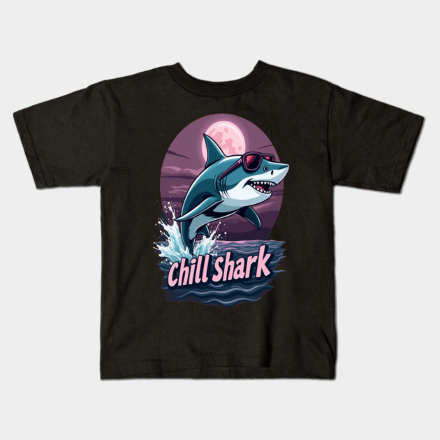 Cute Chill Shark Design Kids T-Shirt by BirdsnStuff