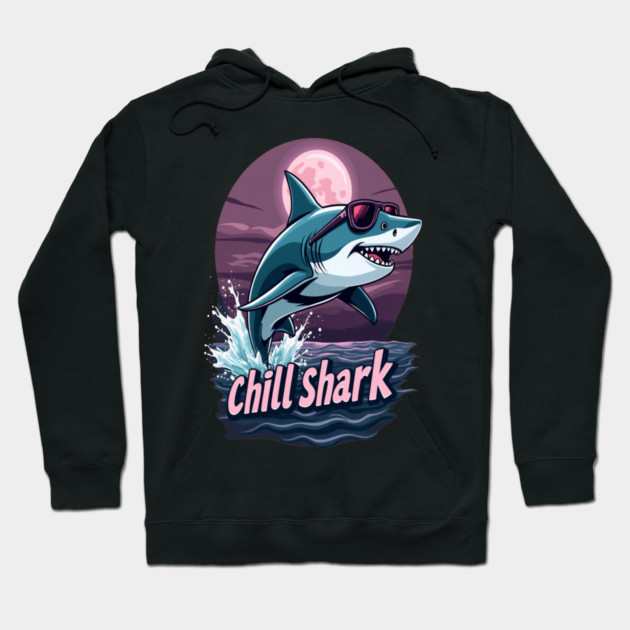 Cute Chill Shark Design Hoodie by BirdsnStuff