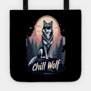 Chill Wolf Text Design Tote
