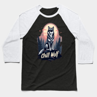 Chill Wolf Text Design Baseball T-Shirt