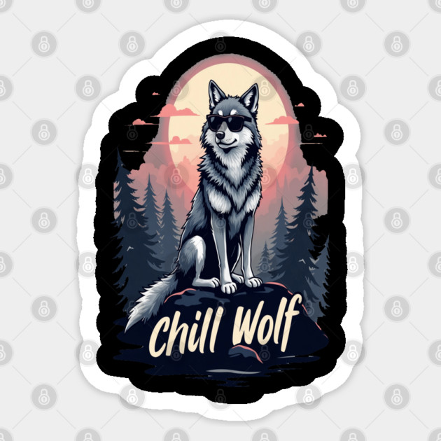 Chill Wolf Text Design Sticker by BirdsnStuff