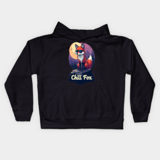 Chill Fox Text Design Kids Hoodie