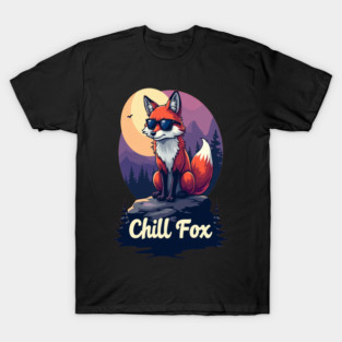 Chill Fox Text Design T-Shirt