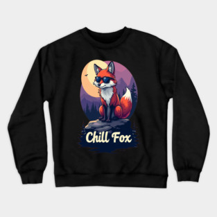 Chill Fox Text Design Crewneck Sweatshirt