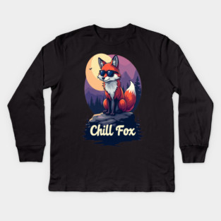 Chill Fox Text Design Kids Long Sleeve T-Shirt