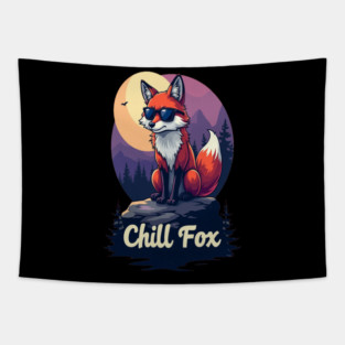 Chill Fox Text Design Tapestry