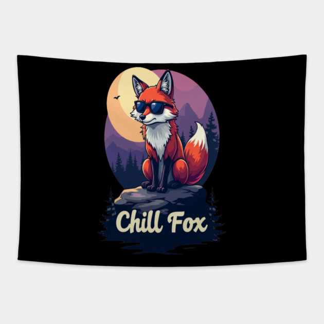 Chill Fox Text Design Tapestry by BirdsnStuff