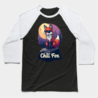 Chill Fox Text Design Baseball T-Shirt
