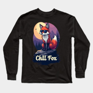 Chill Fox Text Design Long Sleeve T-Shirt