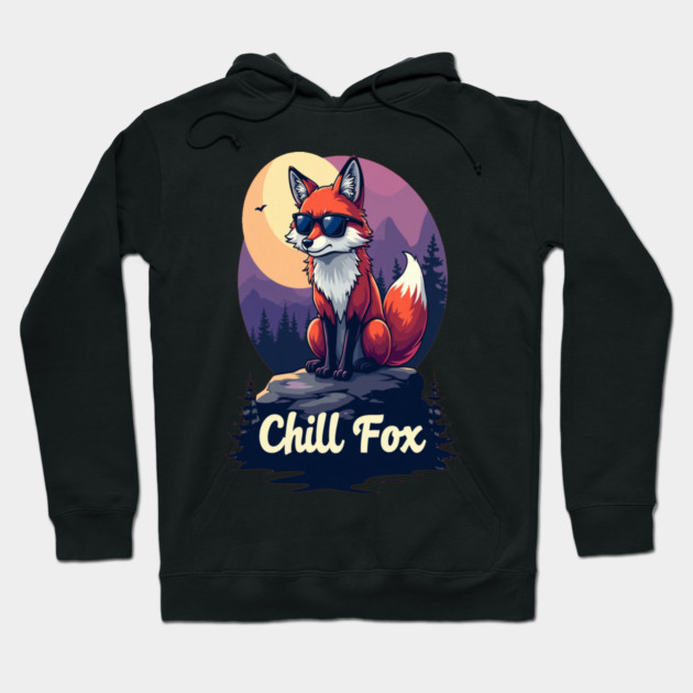 Chill Fox Text Design Hoodie by BirdsnStuff