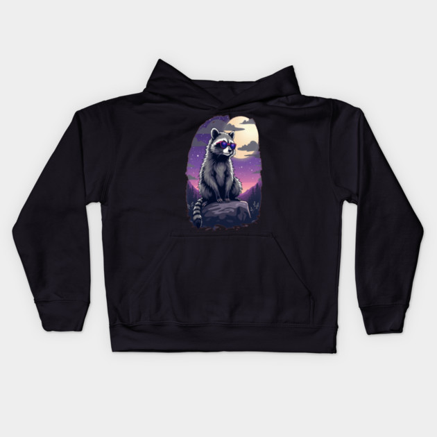Cute Raccoon in Sunglasses Kids Hoodie by BirdsnStuff
