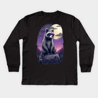 Cute Raccoon in Sunglasses Kids Long Sleeve T-Shirt