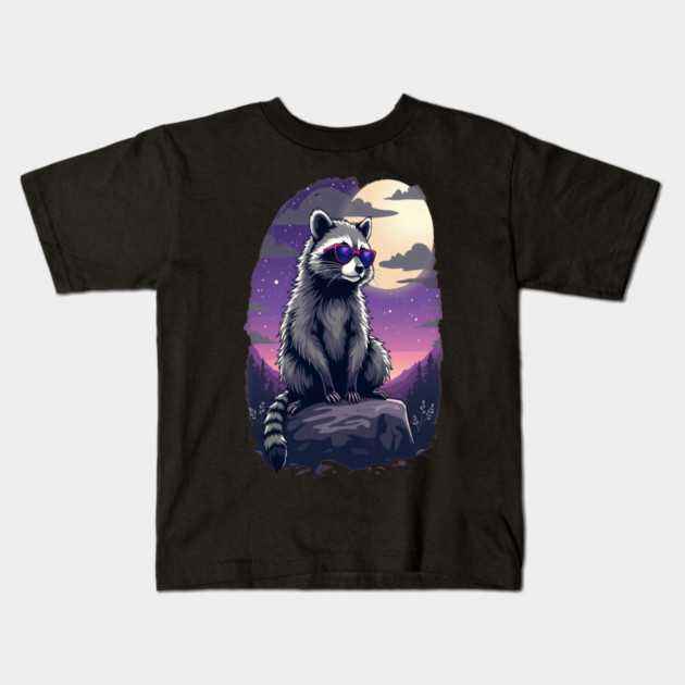 Cute Raccoon in Sunglasses Kids T-Shirt by BirdsnStuff