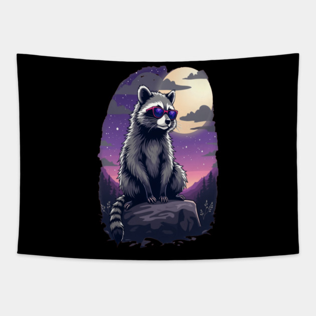 Cute Raccoon in Sunglasses Tapestry by BirdsnStuff