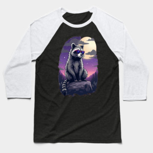 Cute Raccoon in Sunglasses Baseball T-Shirt