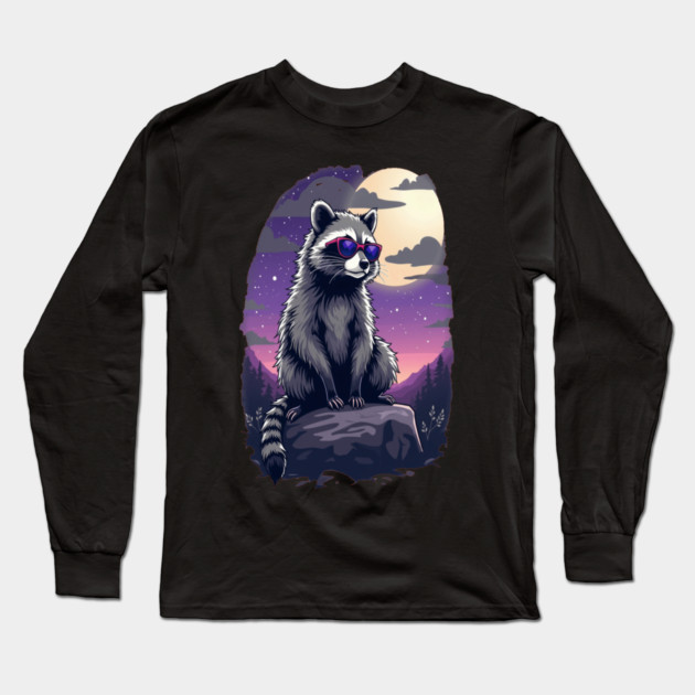 Cute Raccoon in Sunglasses Long Sleeve T-Shirt by BirdsnStuff