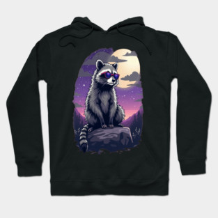 Cute Raccoon in Sunglasses Hoodie