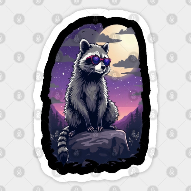 Cute Raccoon in Sunglasses Sticker by BirdsnStuff