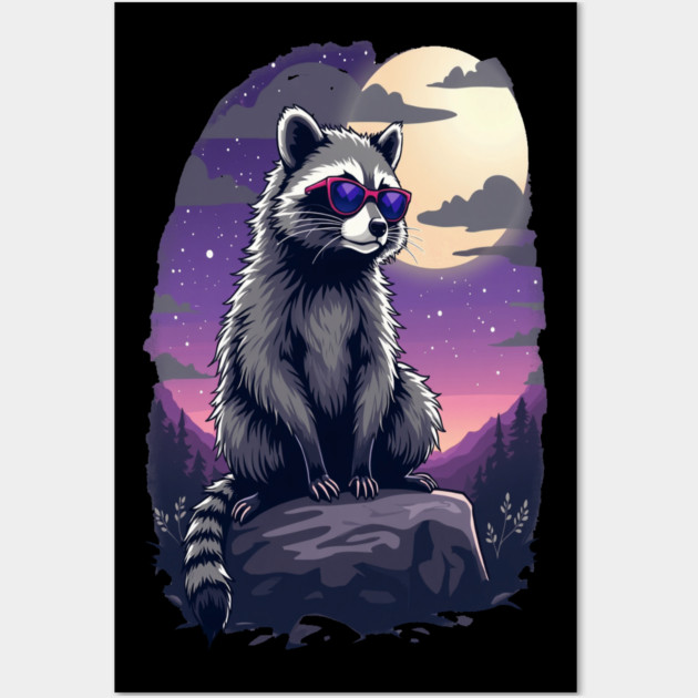 Cute Raccoon in Sunglasses Wall Art by BirdsnStuff