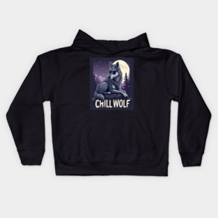 Chill Wolf in Sunglasses Kids Hoodie