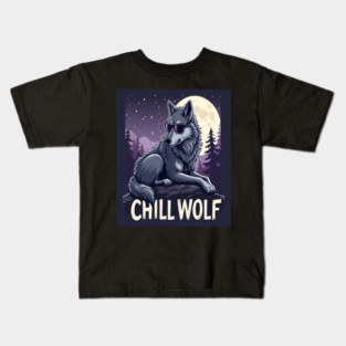 Chill Wolf in Sunglasses Kids T-Shirt