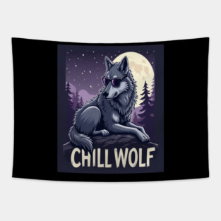 Chill Wolf in Sunglasses Tapestry