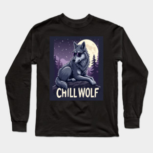 Chill Wolf in Sunglasses Long Sleeve T-Shirt