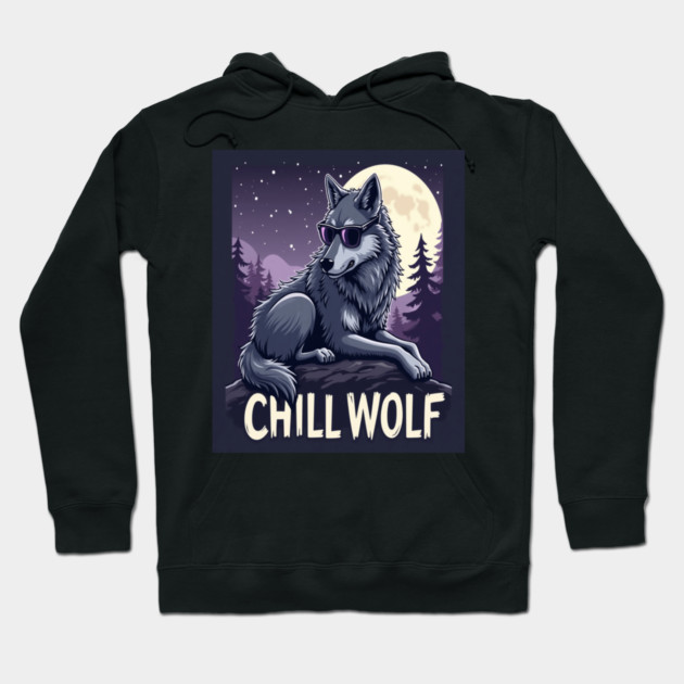 Chill Wolf in Sunglasses Hoodie by BirdsnStuff