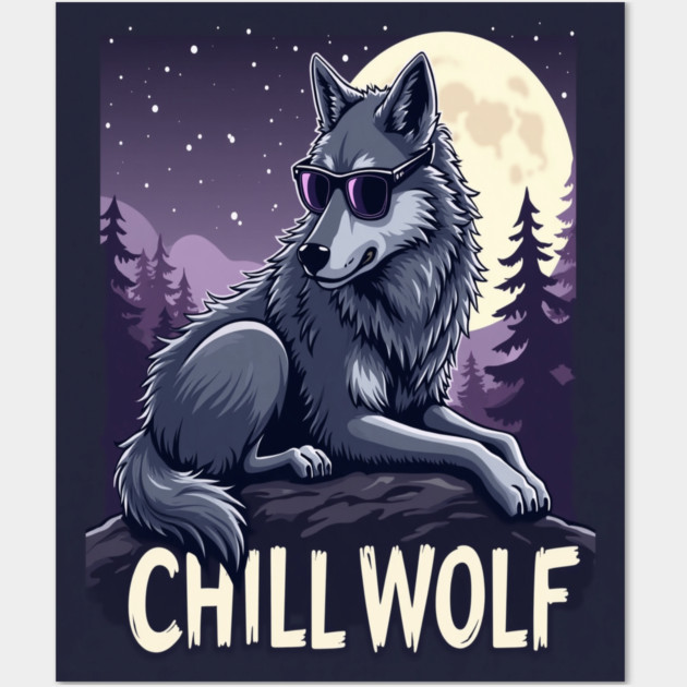 Chill Wolf in Sunglasses Wall Art by BirdsnStuff