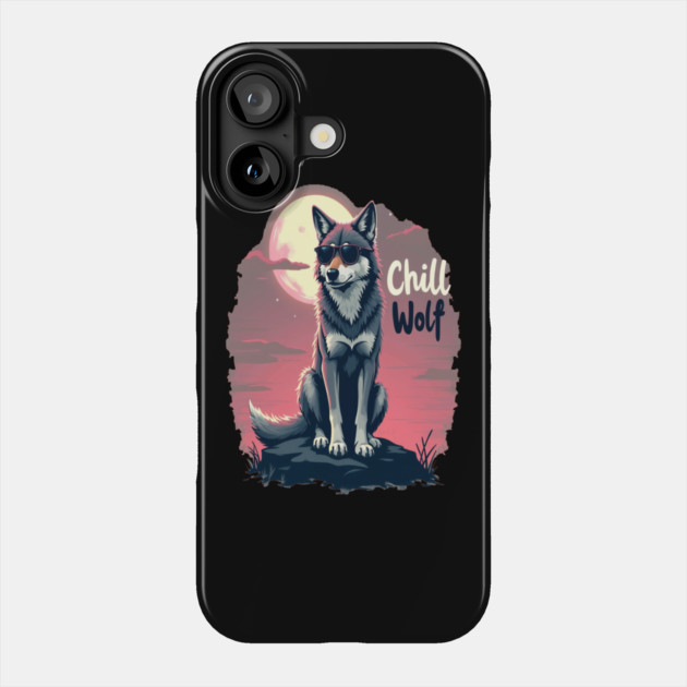 Chill Wolf Text Design Phone Case by BirdsnStuff