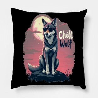 Chill Wolf Text Design Pillow