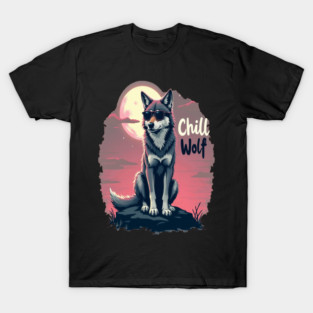 Chill Wolf Text Design T-Shirt
