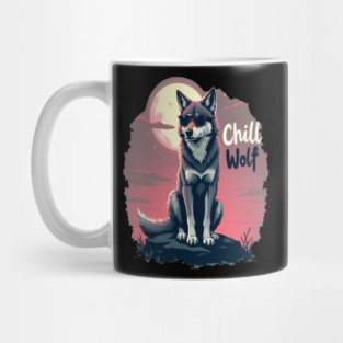 Chill Wolf Text Design Mug
