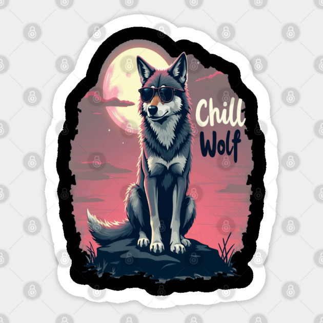 Chill Wolf Text Design Sticker by BirdsnStuff
