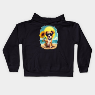 A Cute Puppy in Sunglasses Kids Hoodie