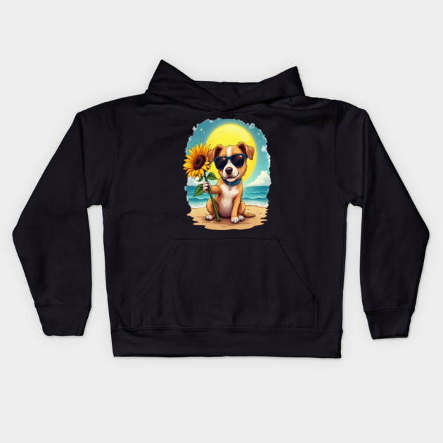 A Cute Puppy in Sunglasses Kids Hoodie by BirdsnStuff