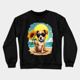 A Cute Puppy in Sunglasses Crewneck Sweatshirt