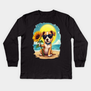 A Cute Puppy in Sunglasses Kids Long Sleeve T-Shirt