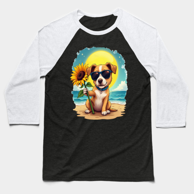 A Cute Puppy in Sunglasses Baseball T-Shirt by BirdsnStuff
