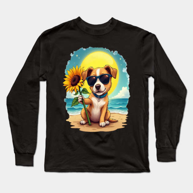 A Cute Puppy in Sunglasses Long Sleeve T-Shirt by BirdsnStuff